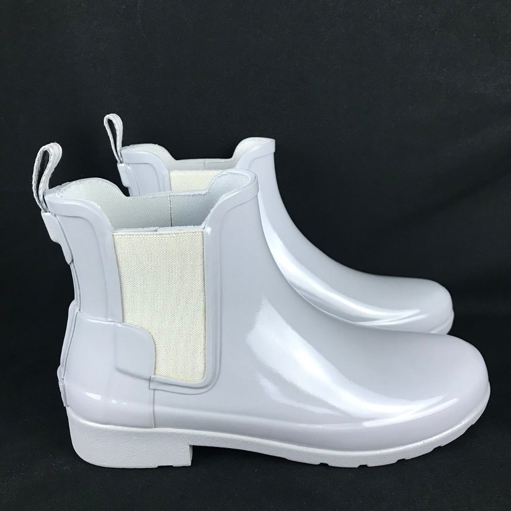Hunter Boots White Glossy Chelsea Booties NEW Sz 6 - Picture 4 of 8